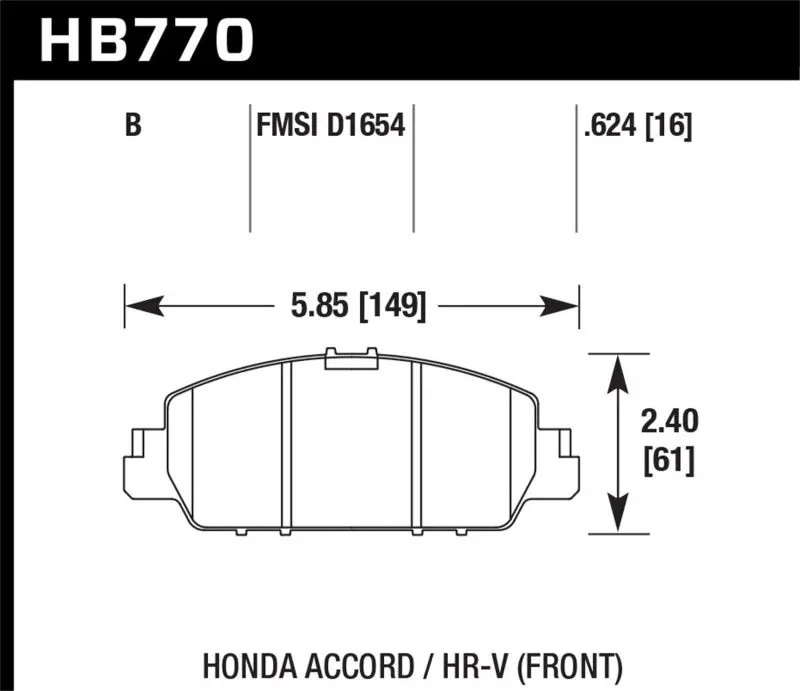 Hawk 13-17 Honda Accord Hps 5.0 Front Brake Pads 1