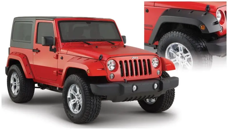 Bushwacker 07-18 Jeep Wrangler Pocket Style Flares 2Pc - Black 1