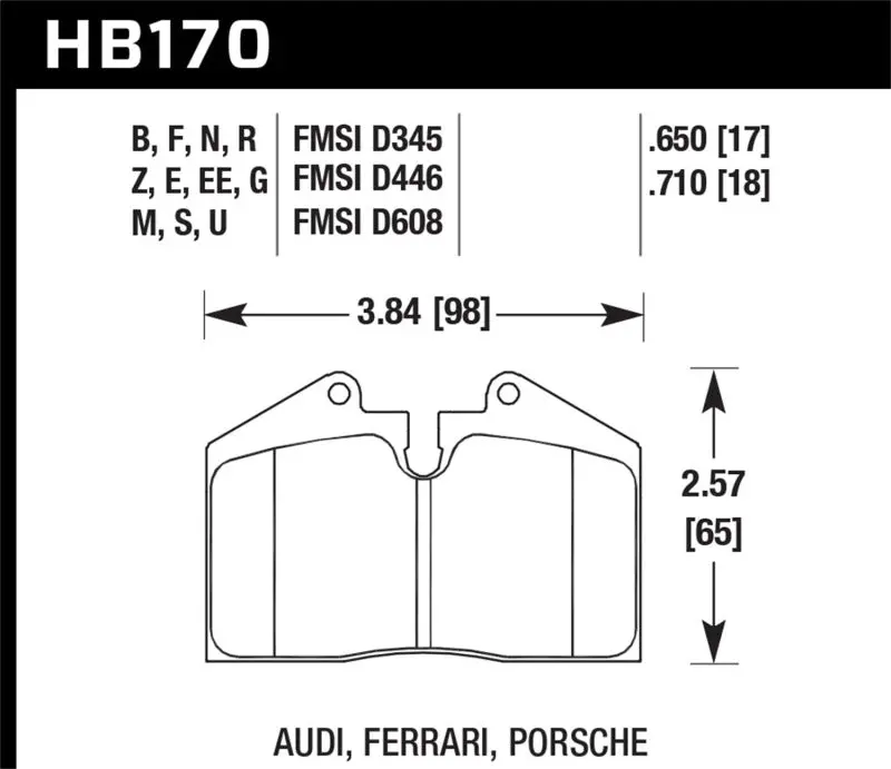 Hawk 79-99 Porsche 911 / 86-95 Porsche 928 / 86-94 Porsche 944 Turbo Dtc-60 Race Rear Brake Pads 1