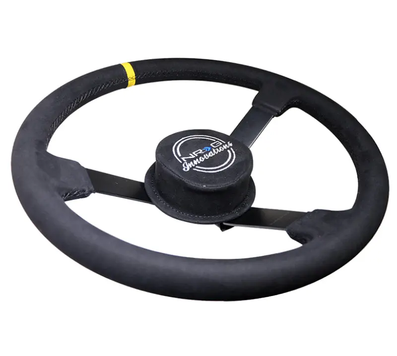 Nrg Reinforced Steering Wheel (380Mm) Nascar/ Alcantara 3 Spoke W/ Nrg Logo/ Removable Crushed Pad 1