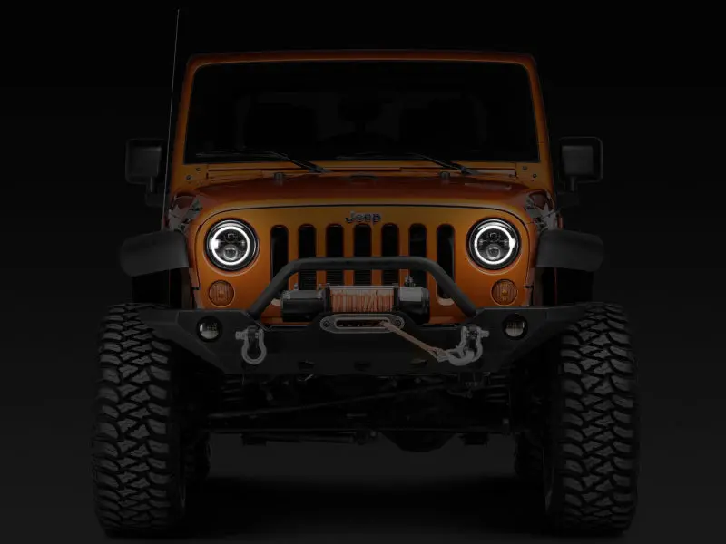Raxiom 97-18 Jeep Wrangler Tj/Jk Axial Halo Headlights W/ Drl Amber Signals- Black Hsng (Clear Lens) 2