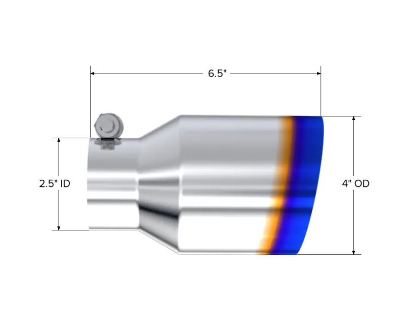 Mbrp Burnt End Tip 2.5 Id 4 Id Out 6.5 Length Single Wall Angle Cut 304 Stainless Steel 2