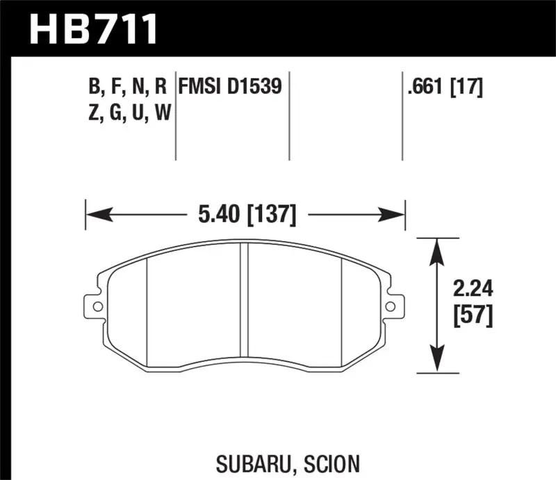 Hawk 13 Subaru Brz / 13 Scion Fr-S Hps Front Street Brake Pads 1