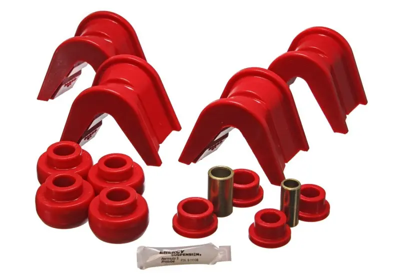 Energy Suspension 76-77 Ford Bronco/66-72 F-100/F-150 Red 4 Deg Offset Complete 14 Pc C-Bushing Set 1