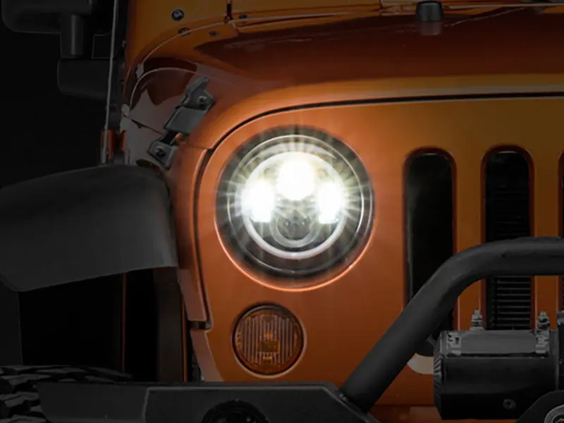 Raxiom 97-18 Jeep Wrangler Tj/Jk Axial Halo Headlights W/ Drl Amber Signals- Black Hsng (Clear Lens) 1