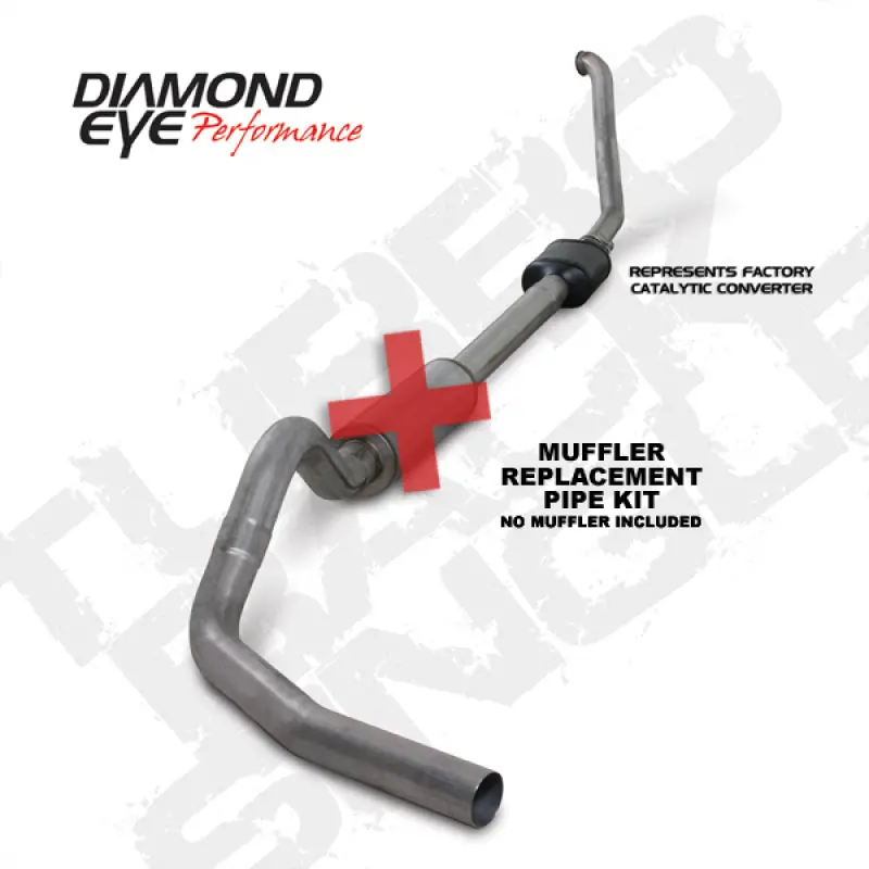 Diamond Eye Kit 4In Tb Mflr Rplcment Pipe Sgl Ss 94-97 7 3L F250/F350 Pwrstroke Nfs W Carb Eqiv Stds 1
