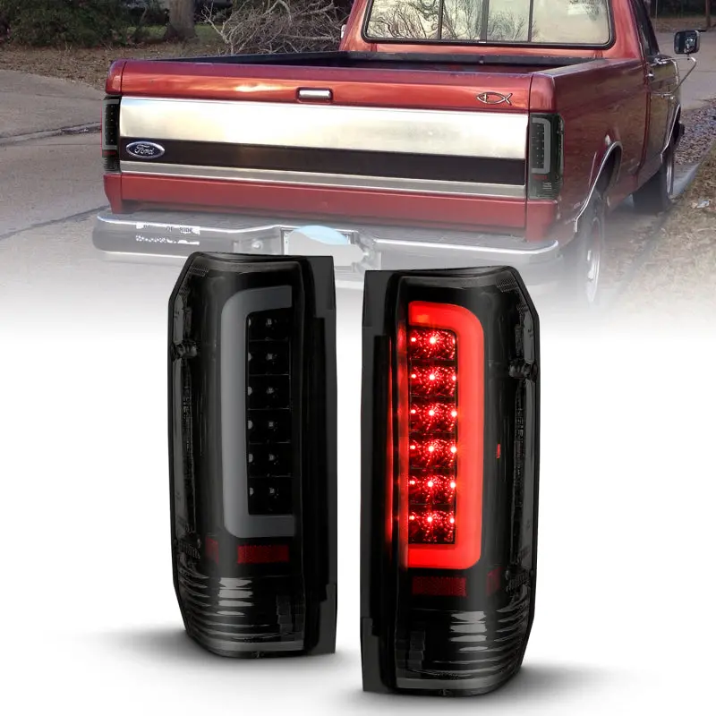 Anzo 1987-1996 Ford F-150 Led Taillights Black Housing Smoke Lens (Pair) 1