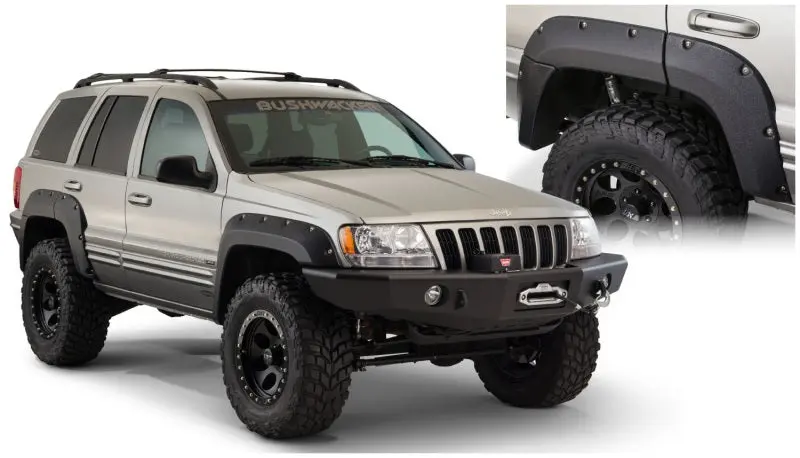 Bushwacker 99-04 Jeep Grand Cherokee Cutout Style Flares 2Pc - Black 1