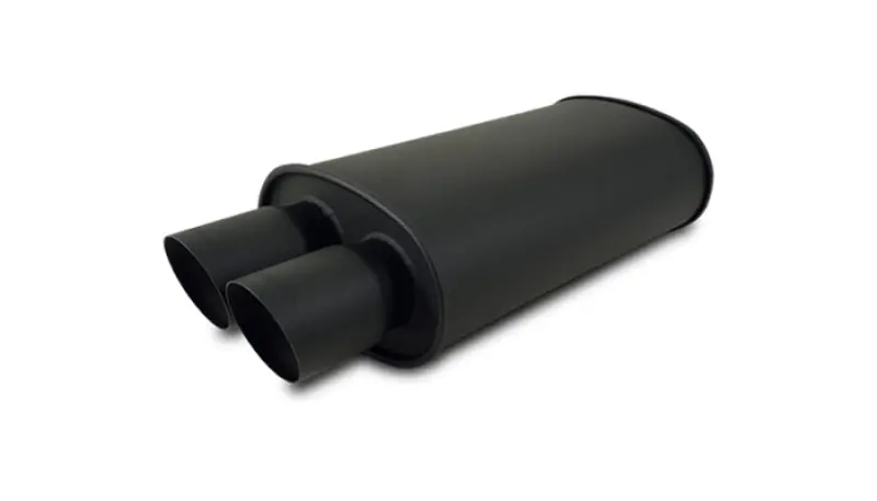 Vibrant Streetpower Flat Black Oval Muffler With Dual 3In Outlet - 3In Inlet I.D. 1