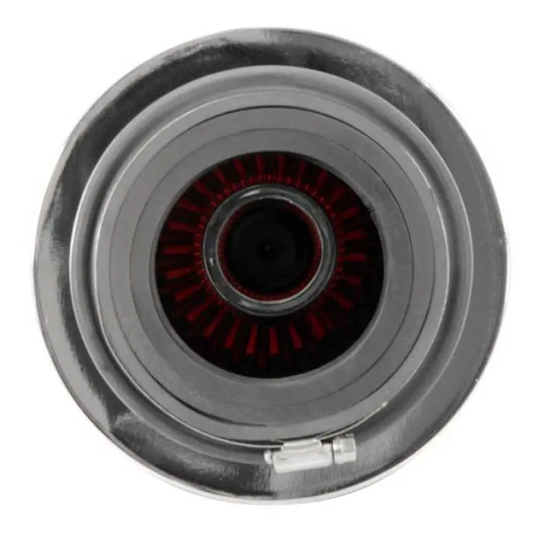 K&N Universal Air Filter Chrome Round Tapered Red - 4In Flange Id X 1.125In Flange Length X 9.5In H 2