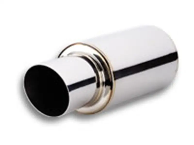 Vibrant Tpv Turbo Round Muffler (17In Long) With 4In Round Tip Angle Cut - 3In Inlet I.D. 1