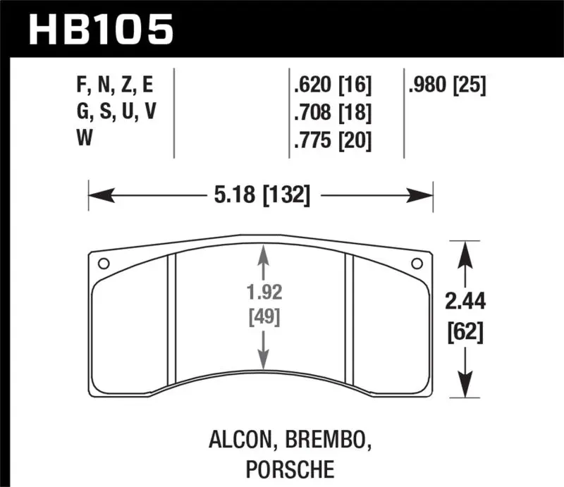 Hawk Alcon B/Mb4/ Brembo Xa2.E5.01/04 / Xa5.90.01/04 / Xa6.H7.11/14 Dtc-70 Race Brake Pads 1