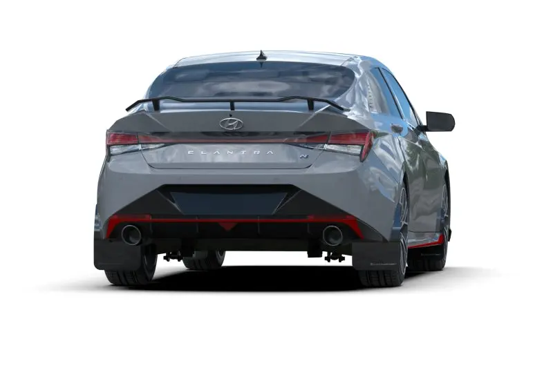 Rally Armor 22-23 Hyundai Elantra N & N Line Black Ur Mud Flap W/Red Logo 2