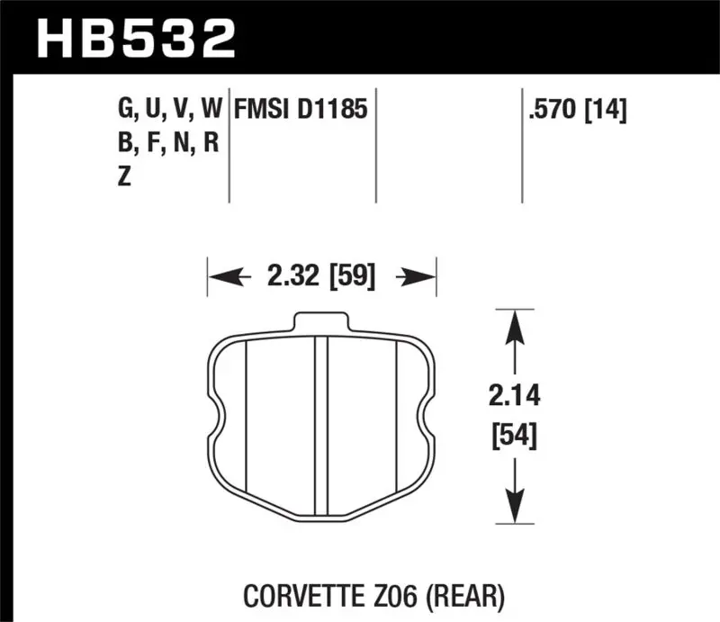 Hawk 06-10 Chevy Corvette (Oem Pad Design) Rear Hp+ Street Brake Pads 2