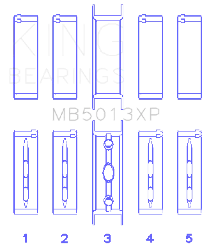 King Engine Bearings Chevy Ls1/Ls6/Ls3 Performance Main Bearing Set - Size Stdx 1