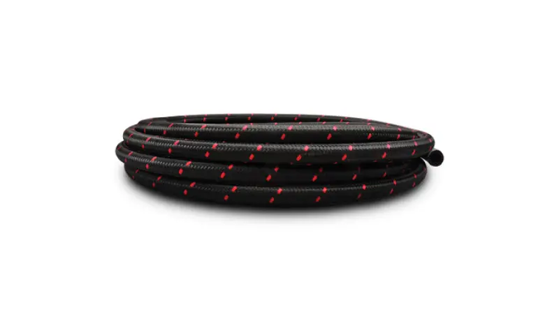 Vibrant -6 An Two-Tone Black/Red Nylon Braided Flex Hose (10 Foot Roll) 2