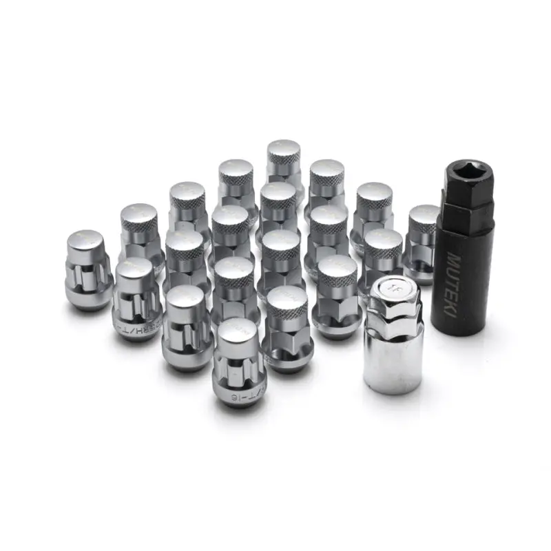 Wheel Mate Muteki Sr35 Close End Lug Nuts W/ Lock Set - Satin Silver 12X1.50 35Mm 1