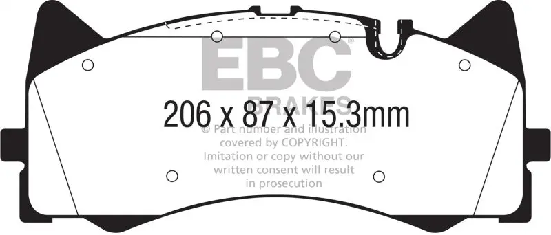 Ebc 2015+ Mercedes-Benz C63 Amg (W205) 4.0L Twin Turbo Redstuff Front Brake Pads 1