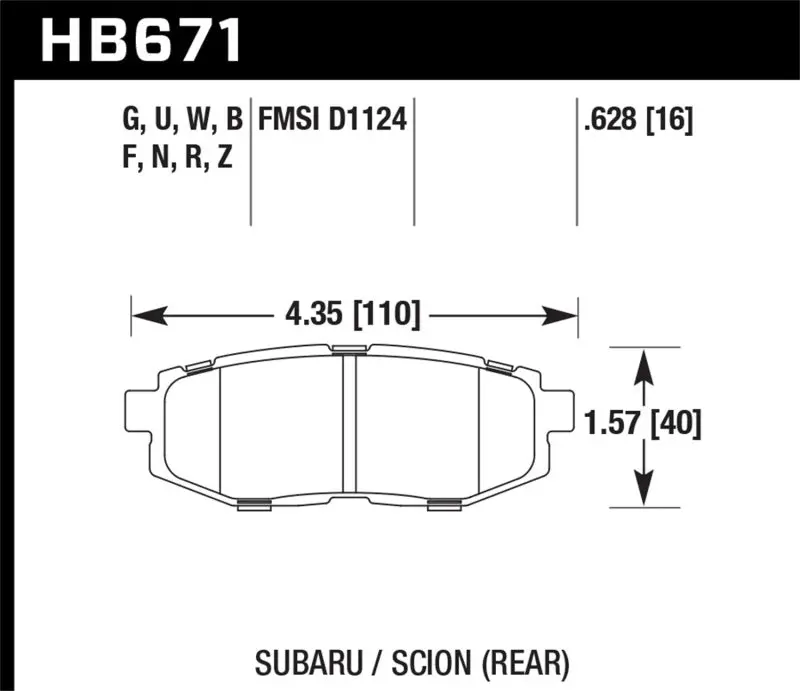 Hawk 13 Scion Fr-S / 13 Subaru Brz/10-12 Legacy 2.5 Gt/3.6R Hp Plus Street Rear Brake Pads 2