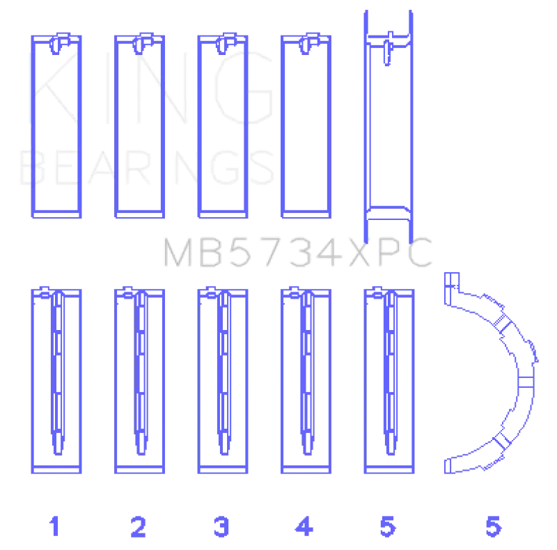 King Engine Bearings Ford 302 Cid Coyote (Size Std) Performance Coated Main Bearing Set - Size Std 1
