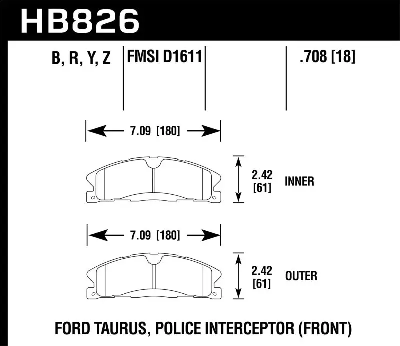 Hawk 13-16 Ford Taurus Sho / 13-16 Lincoln Mks Hps 5.0 Front Brake Pads 2