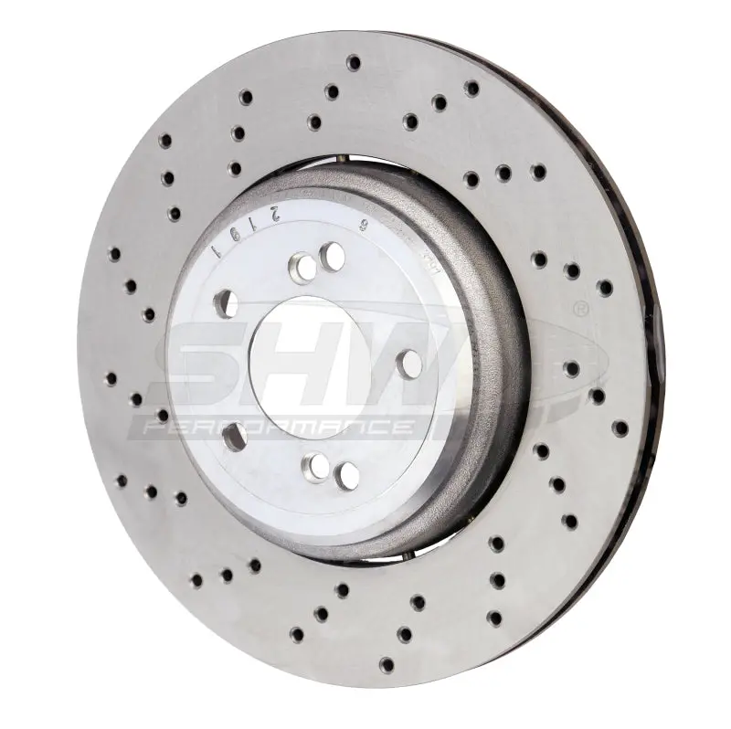 Shw 08-13 Bmw M3 4.0L Left Rear Cross-Drilled Lightweight Brake Rotor (34212283803) 1