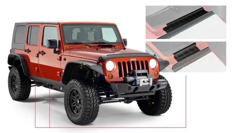 Bushwacker 07-18 Jeep Wrangler Unlimited Trail Armor Rocker Panel And Sill Plate Cover - Black 1