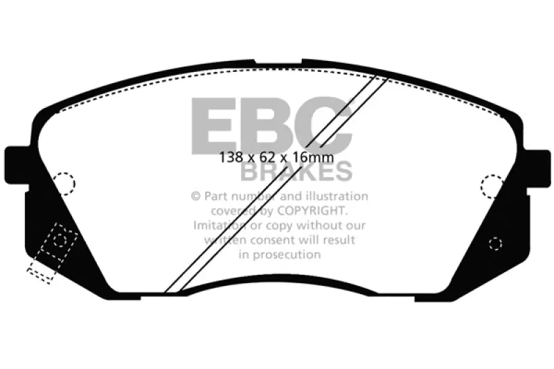 Ebc 15+ Hyundai Sonata 1.6 Turbo (Elec Park Brake) Redstuff Front Brake Pads 2