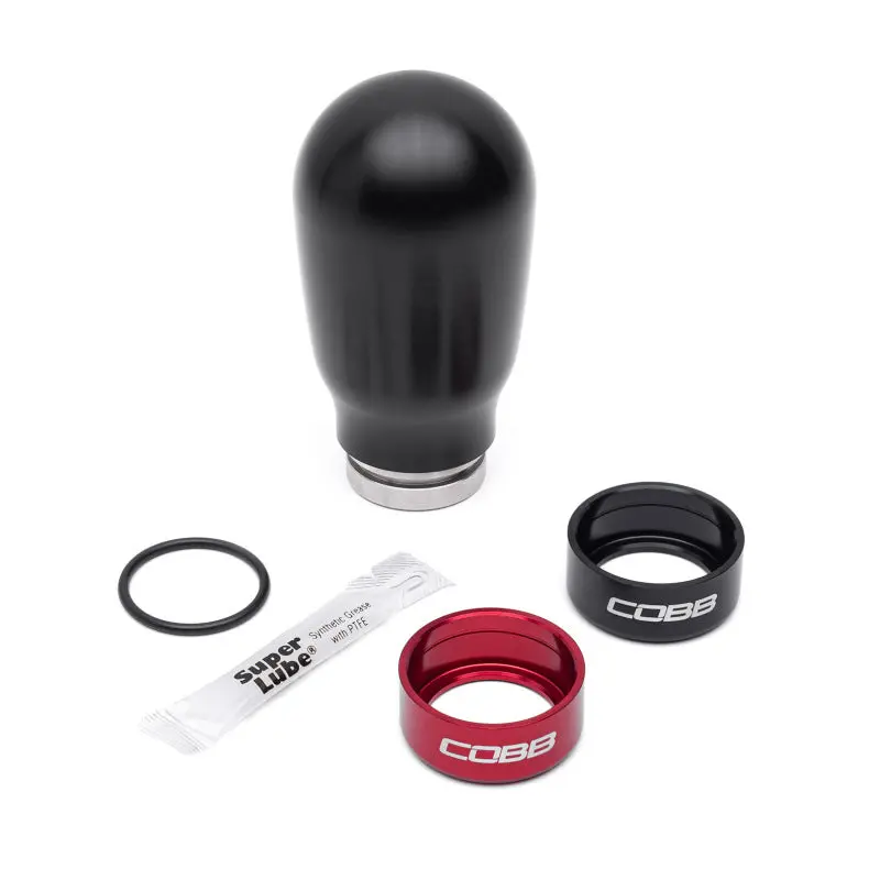 Cobb Subaru 6-Speed Tall Weighted Cobb Shift Knob - Black (Incl. Both Red + Blk Collars) 2