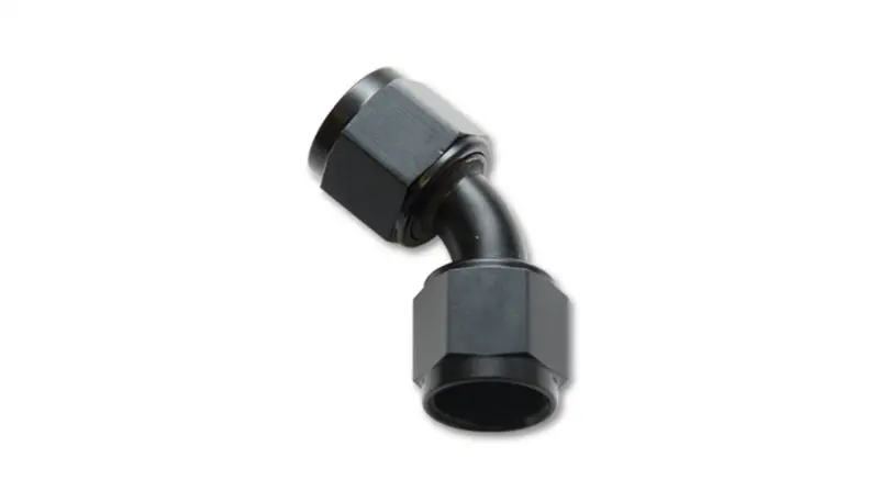 Vibrant -8An X -8An Female Flare Swivel 45 Deg Fitting ( An To An ) -Anodized Black Only 1
