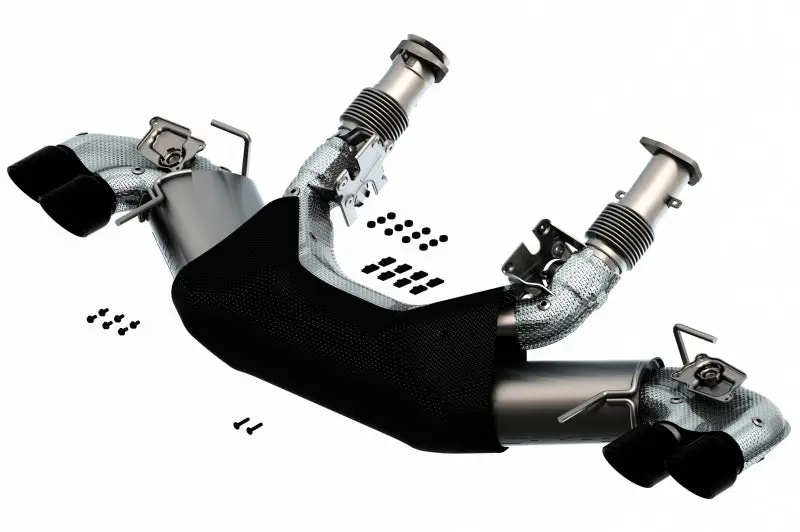 Borla 2020 Chevrolet Corvette C8 6.2L S-Type Exhaust System Dual Round Rolled A/C Black Chrome Tips 1