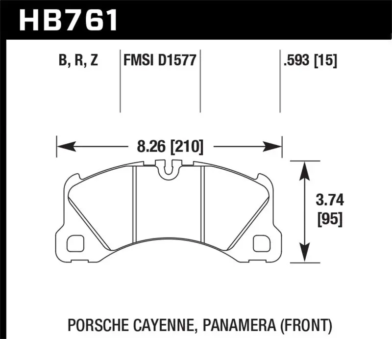 Hawk 10-13 Porsche Panamera / 15-17 Porsche Macan Turbo Hps 5.0 Front Brake Pads 2