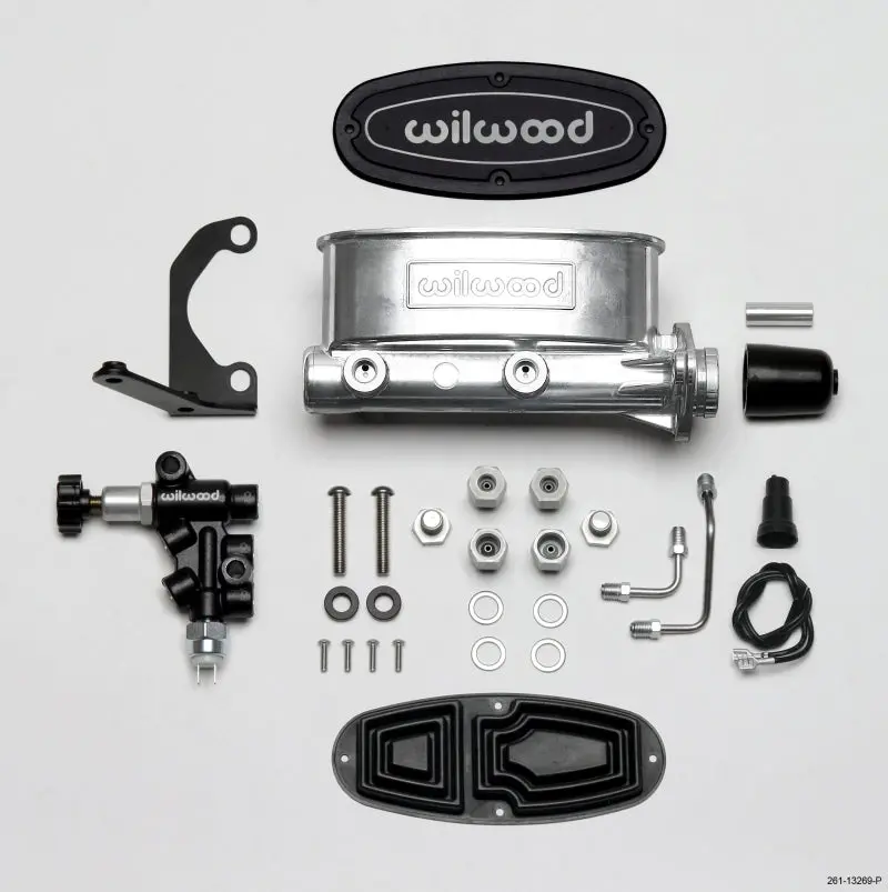 Wilwood Hv Tandem M/C Kit W L/H Bracket & Prop Valve - 1In Bore Ball Burnished 1