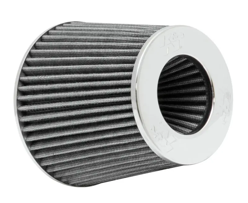 K&N Universal Filter Chrome Round Tapered White - 4In Flange Id X 1.125In Flange Length X 5.5In H 1