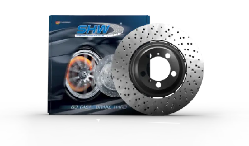 Shw 22-25 Porsche 718 Cayman Gt4 Rs Left Rear Cross-Drilled Lightweight Brake Rotor (9Gt615601e) 1