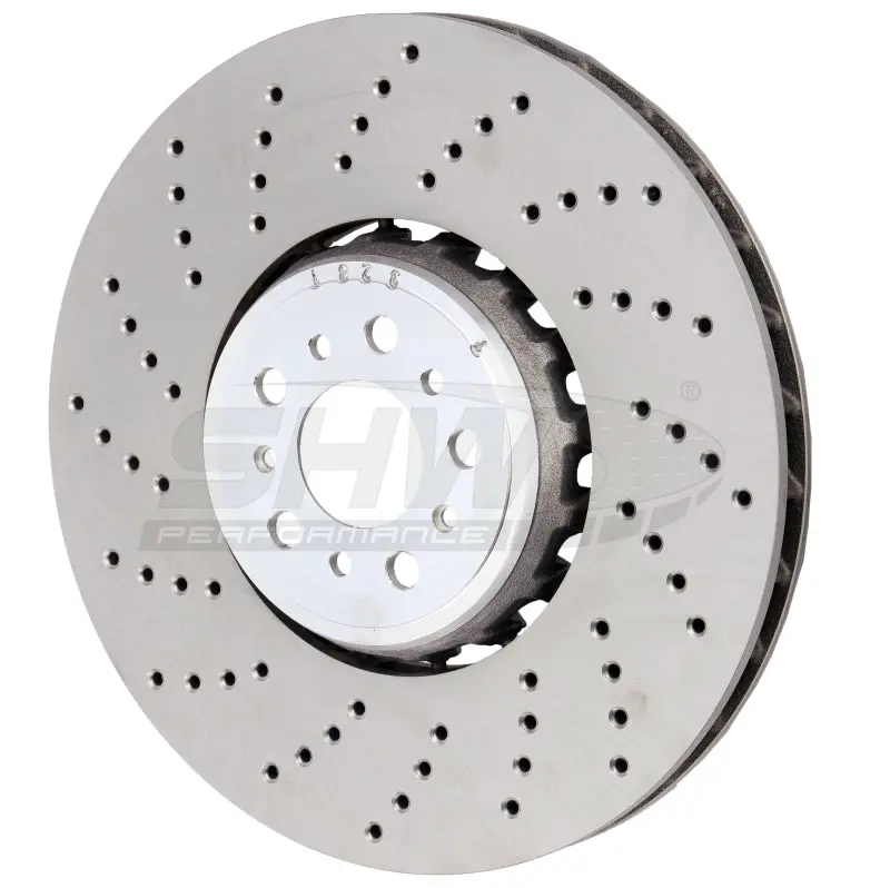 Shw 18-21 Bmw M5 4.4L Left Front Cross-Drilled Lightweight Brake Rotor (34117991101) 1