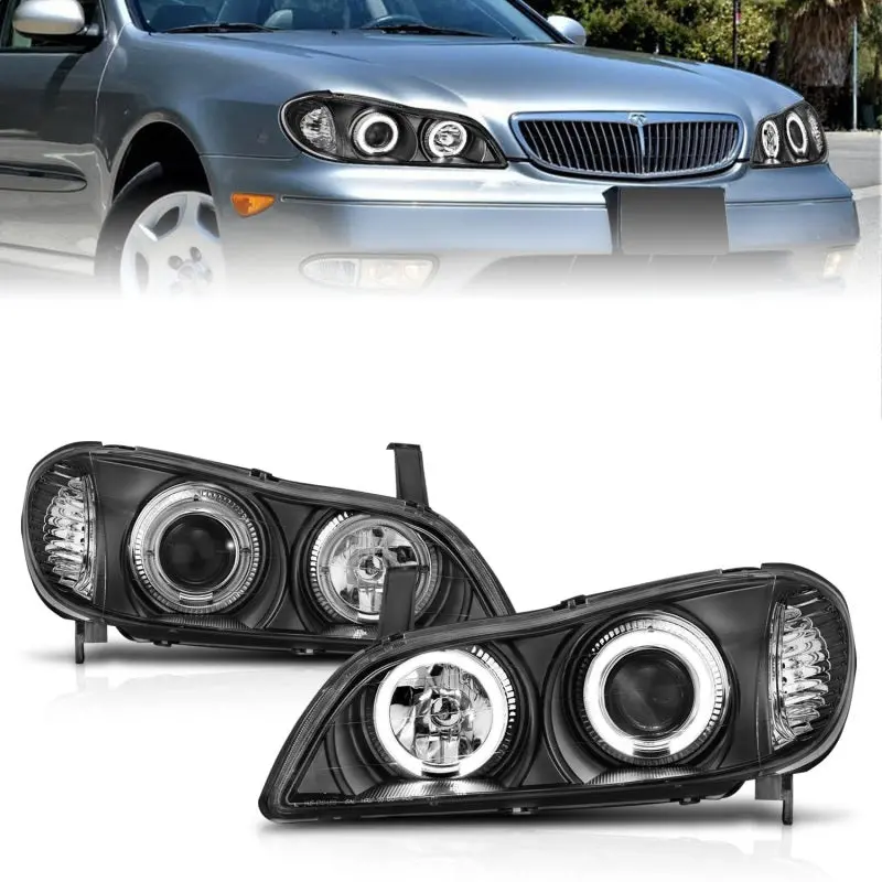 Anzo 2000-2004 Infiniti I30 Projector Headlights W/ Halo Black 1