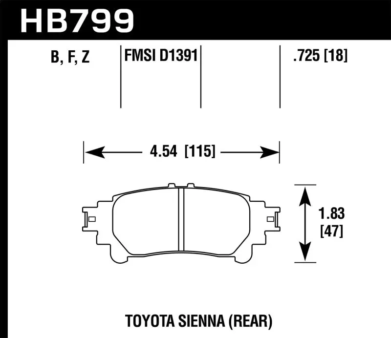 Hawk 14-16 Toyota Highlander Performance Ceramic Street Rear Brake Pads 1