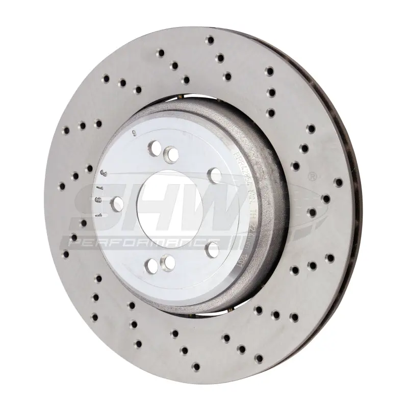 Shw 08-13 Bmw M3 4.0L Right Rear Cross-Drilled Lightweight Brake Rotor (34212283804) 1