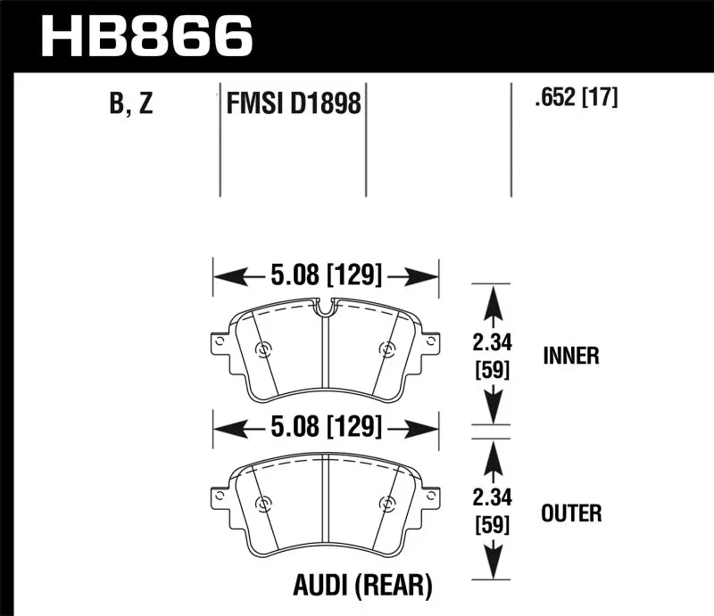 Hawk 17-19 Audi A4 / 18-19 Audi A5 Performance Ceramic Street Rear Brake Pads 2