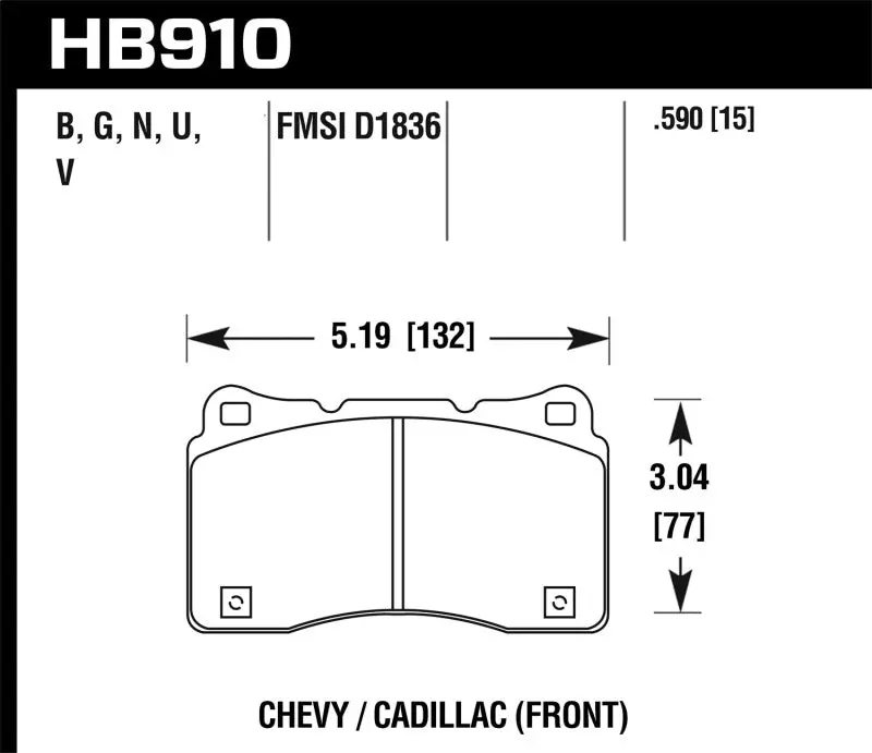 Hawk 15-16 Cadillac Xts / Chevrolet Corvette Dtc-60 Front Brake Pads 1