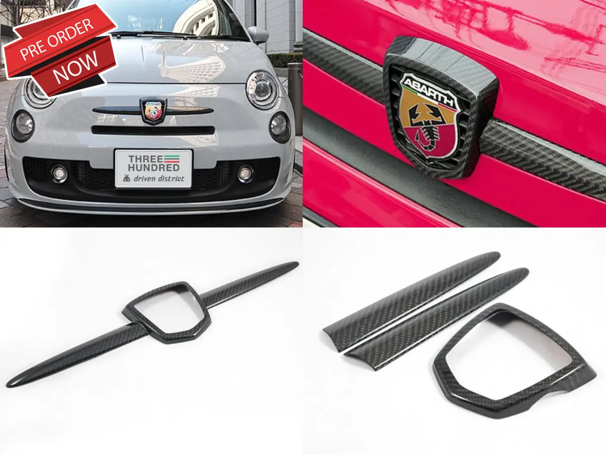 Three Hundred Abarth 500 Carbon Fiber Front Emblem Cover 1
