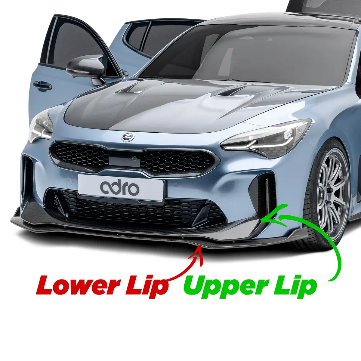 Kia Stinger Carbon Fiber Front Lip V2 - Adro 3