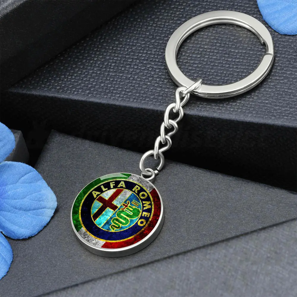 Alfa Romeo Italian Flag Circle Keychain 1