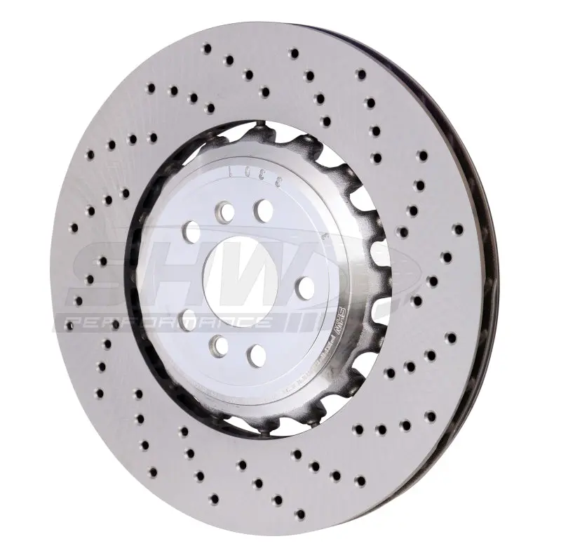 Shw 18-21 Bmw M5 4.4L Right Rear Cross-Drilled Lightweight Brake Rotor (34217991104) 1