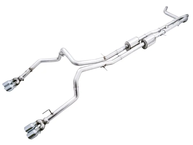 Awe Tuning 4Th Gen Gm 1500 6.2L 0Fg Catback Split Rear Exit (W/ Bumper Cutouts) - Quad Chrome Tips 2