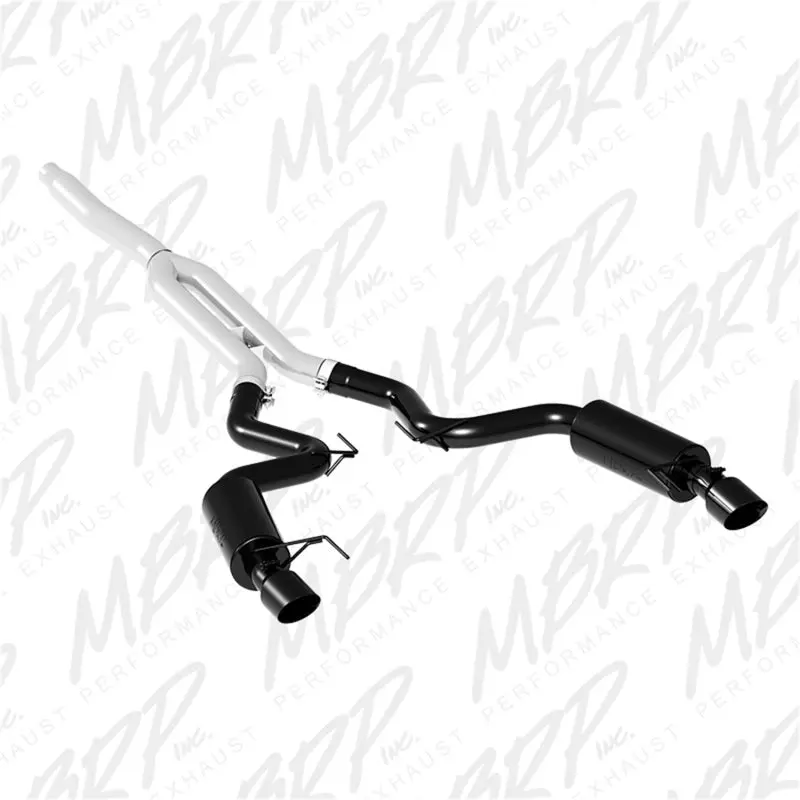 Mbrp 15-19 Ford Mustang Ecoboost 2.3L Black 3In Cat Back Dual Split Rear Exit (Race Version) 2