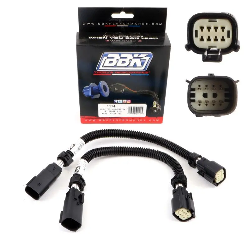 Bbk 05-20 Dodge Hellcat 6.2L 6 Pin Front O2 Sensor Wire Harness Extensions 12 (Pair) 1