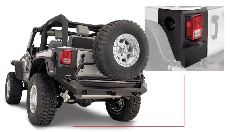 Bushwacker 07-18 Jeep Wrangler Trail Armor Rear Corners - Black 2