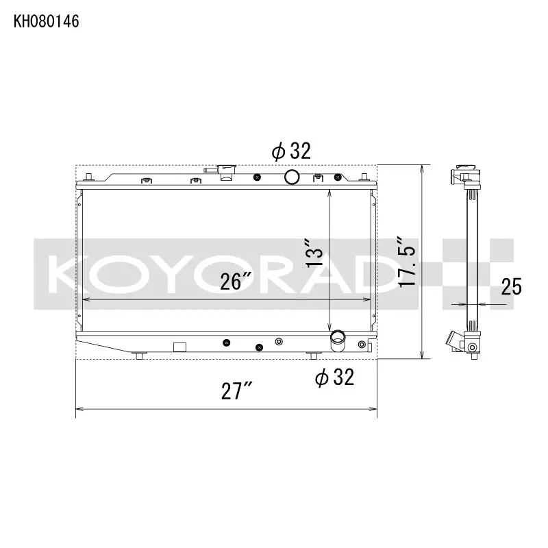 Koyo 88-91 Honda Civic / Crx Ef Chassis W/B-Series (Manual Transmission) All-Aluminum Radiator 1
